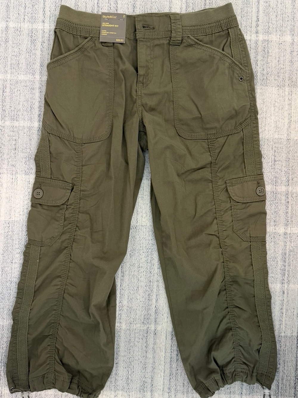 Olive Green women’s Cargo capri/long shorts  Pants - Straight Fit